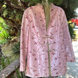 Embroidered Pink Fabric with‎ Floral Design Asian jacket size s/m